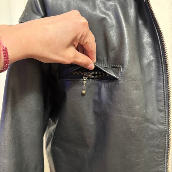 Vintage Jules Black Leather Full-Zip Motorcycle Biker Men's Jacket Large - Picture 6 of 11